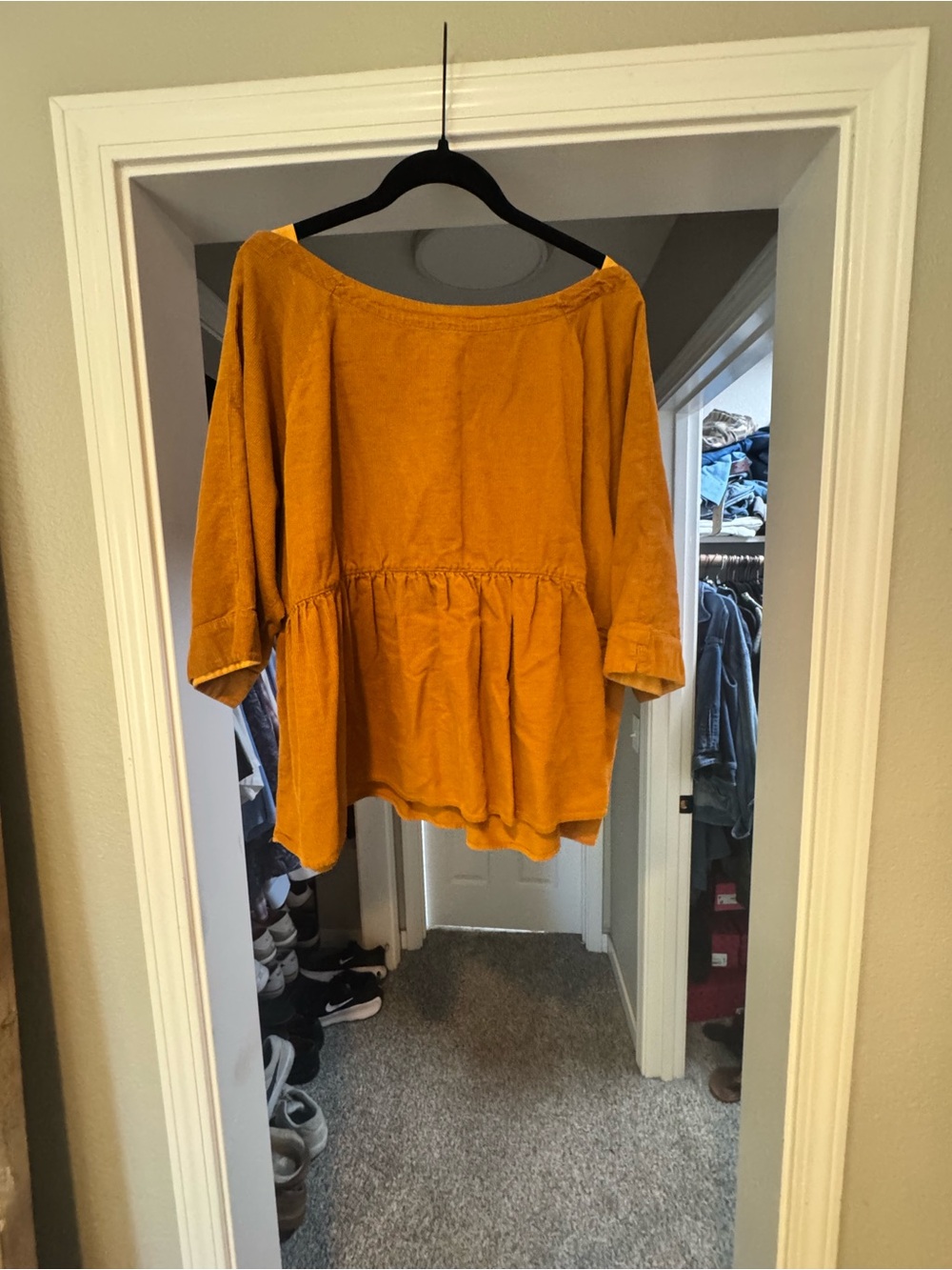 Anthropologie Mustard Peplum Tunic Top